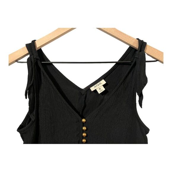 a.n.a Tank Flowy Tie Shoulder Halter Top V-Neck V-Back Basic Shirt Black XS - Picture 5 of 12